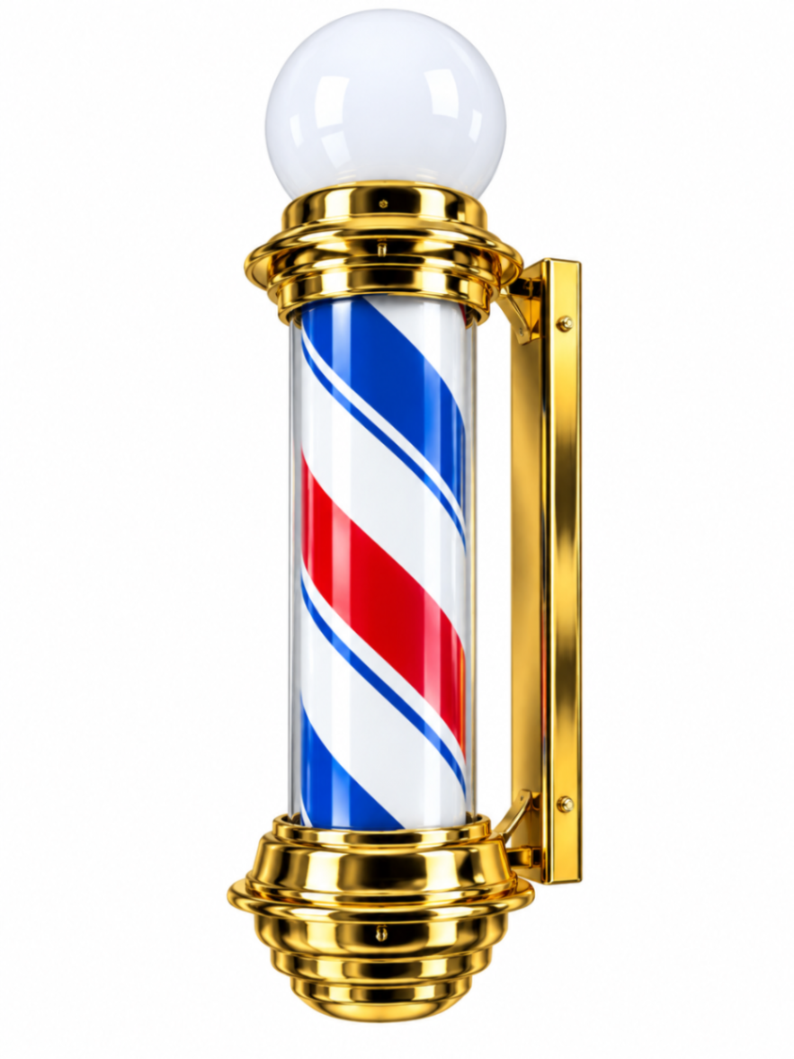 BARBER POLE BASE TRADICIONAL CON BASE DORADA 72 CM