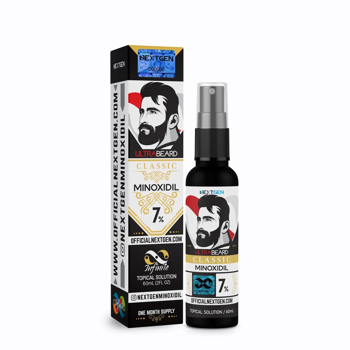 MINOXIDIL NEXTGEN ULTRABEARD CLASSIC 7% BARBA ÚLTIMA GENERACIÓN INFIITE / 60ML