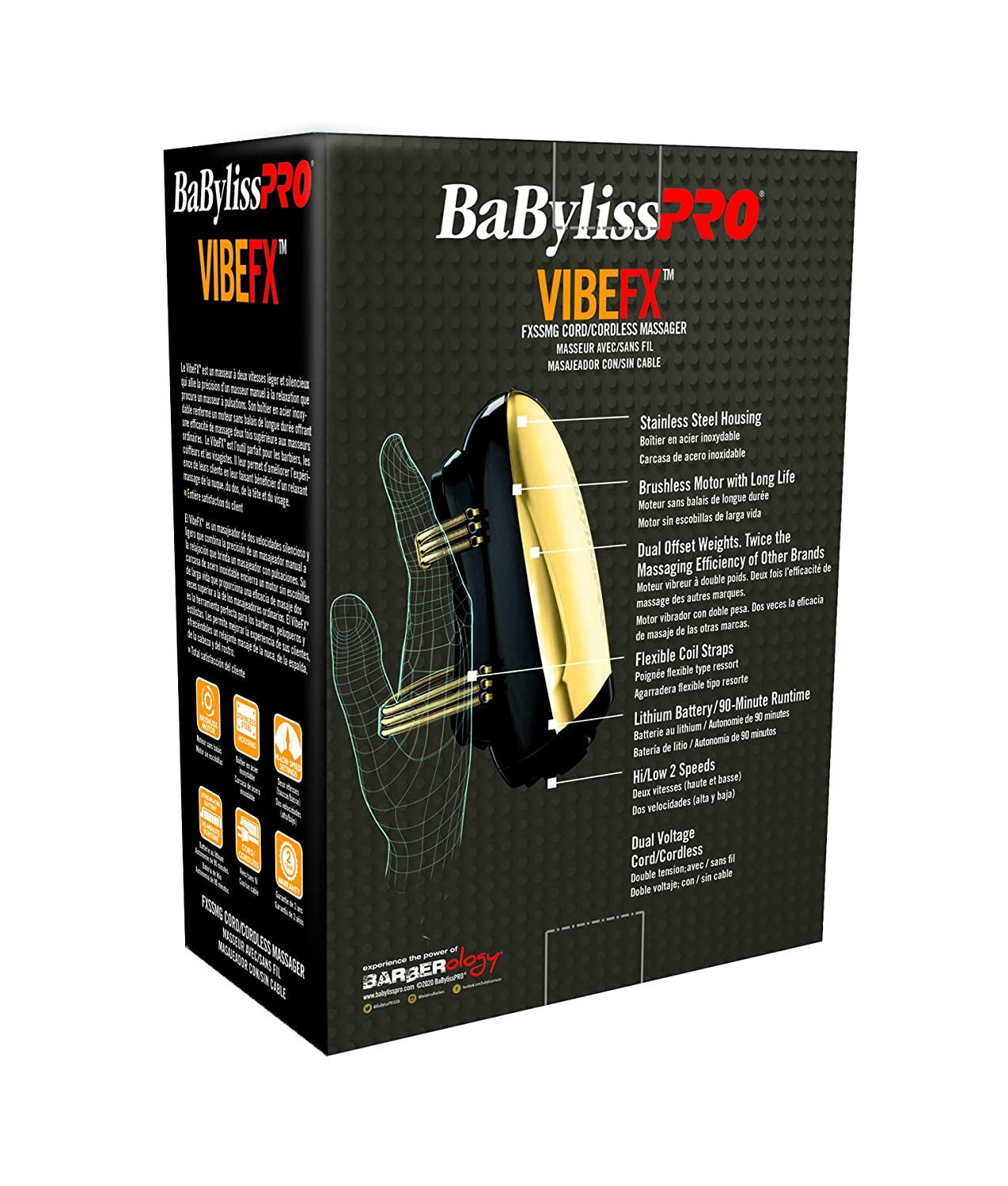 BABYLISS MASAJEADOR DORADO INALÁMBRICO