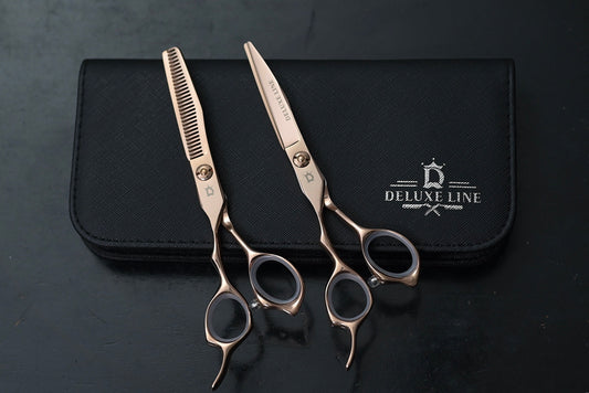 DELUXELINE KIT DE TIJERA 6” ORO ROSA PARA ZURDOS