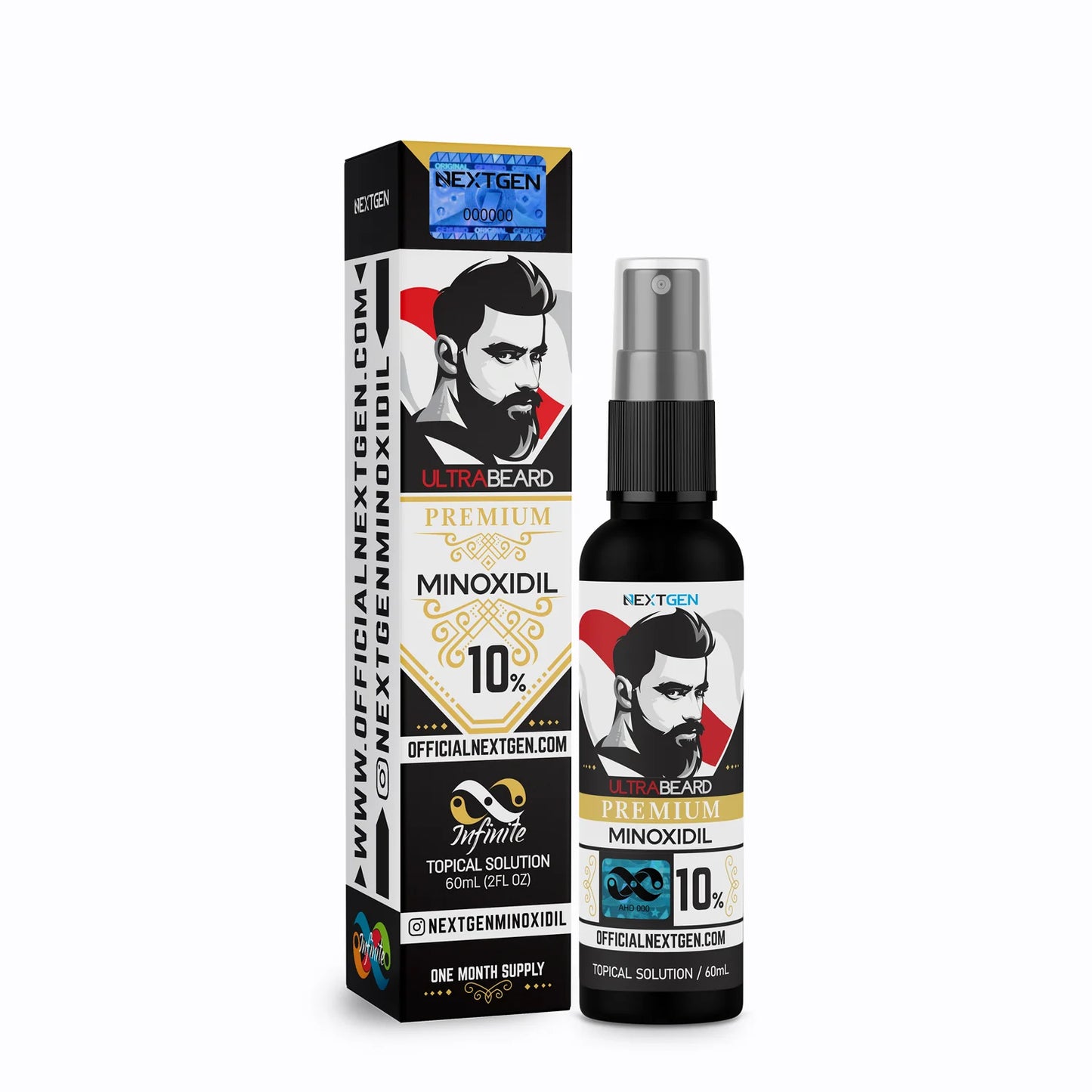 MINOXIDIL NEXTGEN ULTRABEARD PREMIUM 10% BARBA ÚLTIMA GENERACIÓN INFINITE / 60ML