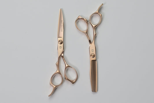 DELUXELINE KIT DE TIJERA 6” ORO ROSA PARA ZURDOS