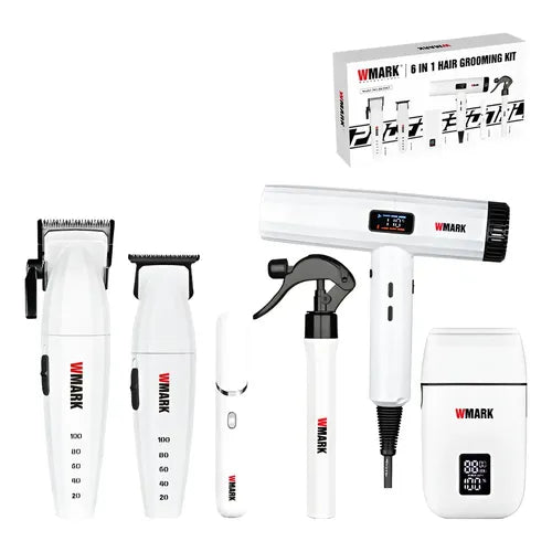 WMARK COMBO MÁQUINA PATILLERA SHAVER SECADOR Y TRIMMER DE NARIZ NG 8635