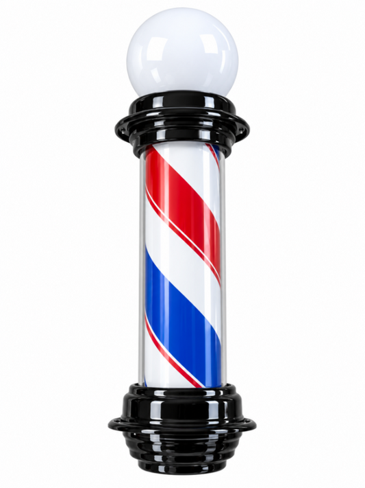 BARBER POLE TADICIONAL CON BASE NEGRA